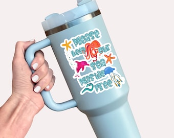 Please Keep our Sea Plastic Free Sticker, Plastic Free Sticker, Clean Ocean Laptop Stickers, Save the Ocean Gift, Protect the Ocean
