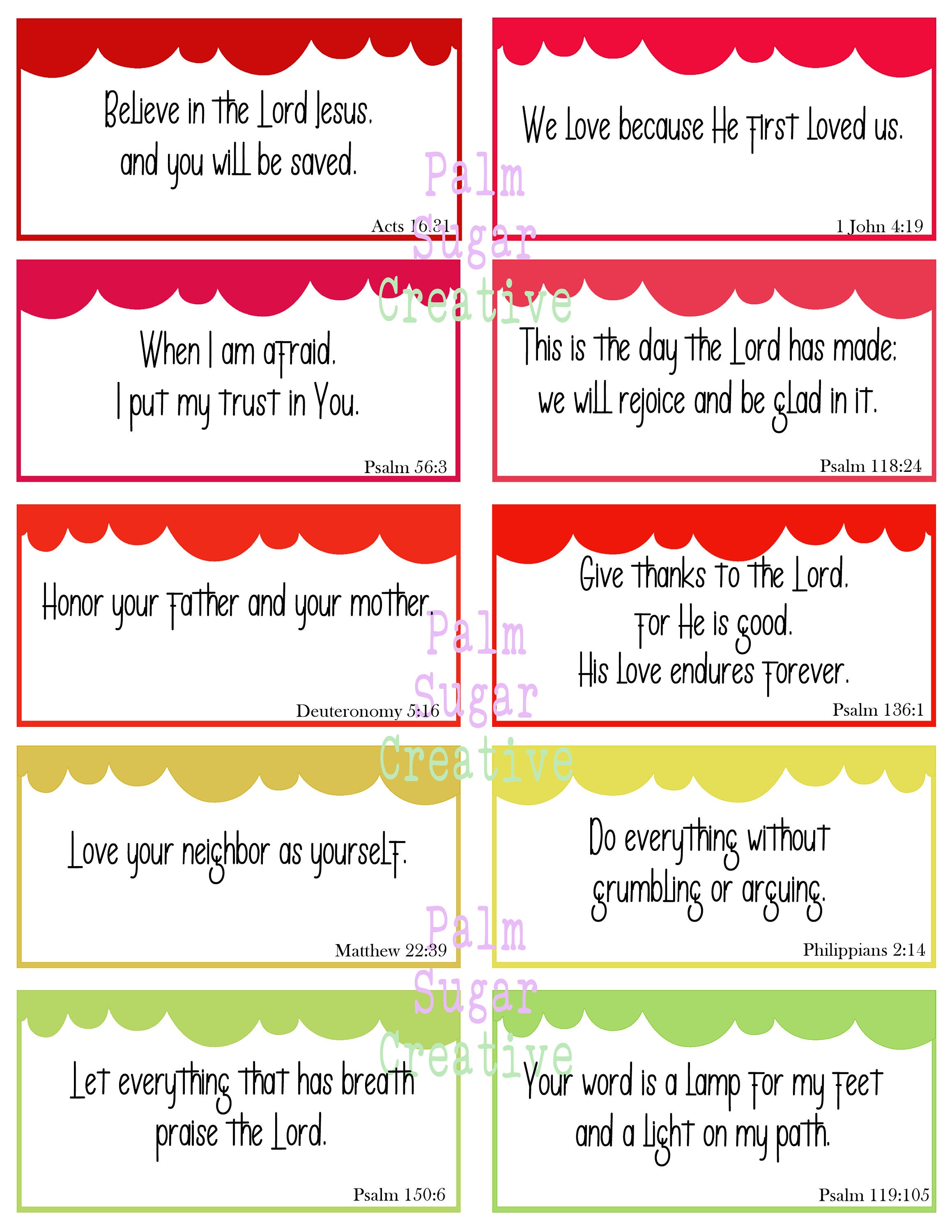 Digital Bible Verse Cards, Printable Scripture Memory Cards for Kids ...