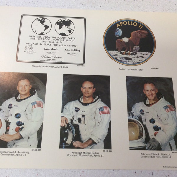 NASA Apollo 11 Photo Lithographs, First Manned Lunar Landing, Set No. 4, Space Flight Missions, Collectibles, NASA Memorabilia