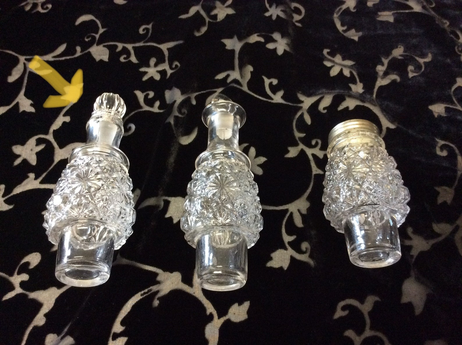 Pressed Glass Cruet and Condiment Set With Candle Holder, Vintage Cruet