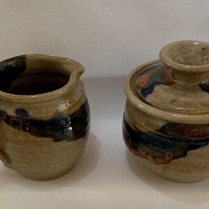 Pottery Ceramic Creamer And Pitcher Set, Vintage Pottery, Collectibles, Housewarming Gifts, Gifts For Mom, Coffee Bar Accessories