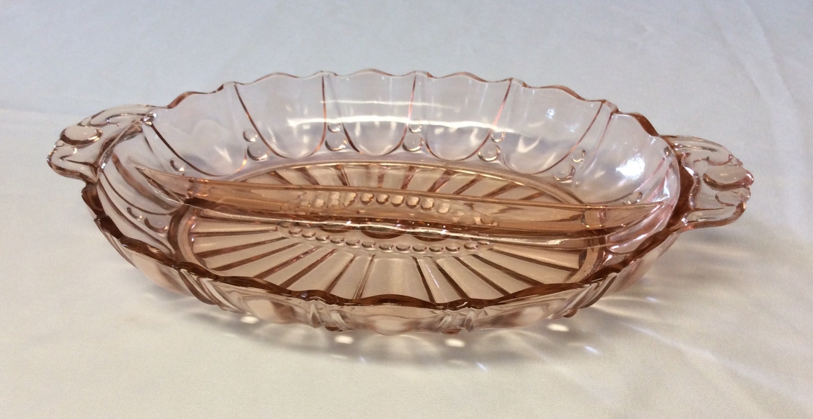 Pink Depression Glass Oblong 2sectioned Relish Dish Vintage Etsy