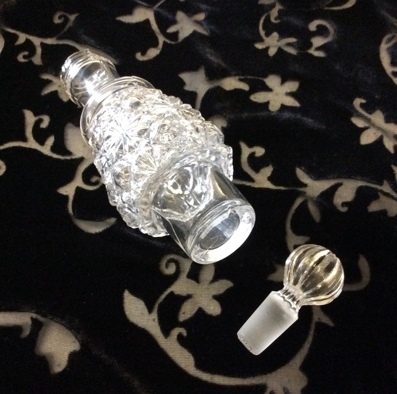 Pressed Glass Cruet and Condiment Set With Candle Holder, Vintage Cruet