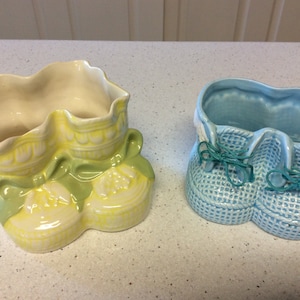 Ceramic Baby Bootie Planters, Collectible Baby Booties, Vintage Ceramic Baby Booties, Gifts For New Moms, Baby Shower Gifts,  Baby Booties