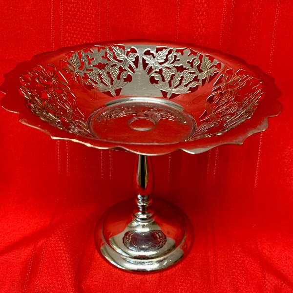 Krome-Kraft Farber Bros. New York, Silver Chrome Reticulated Compote Pedestal Candy Dish, Collectibles, Home Accents, Vintage Candy Dishes