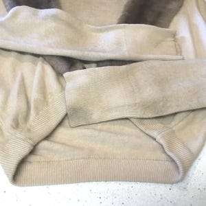 Sears Roebuck Kerrybrooke, Fashioned 100% in Orlon, Beige Sweater With Fur Collar And Rhinestone Clasps, Vintage Apparel image 7