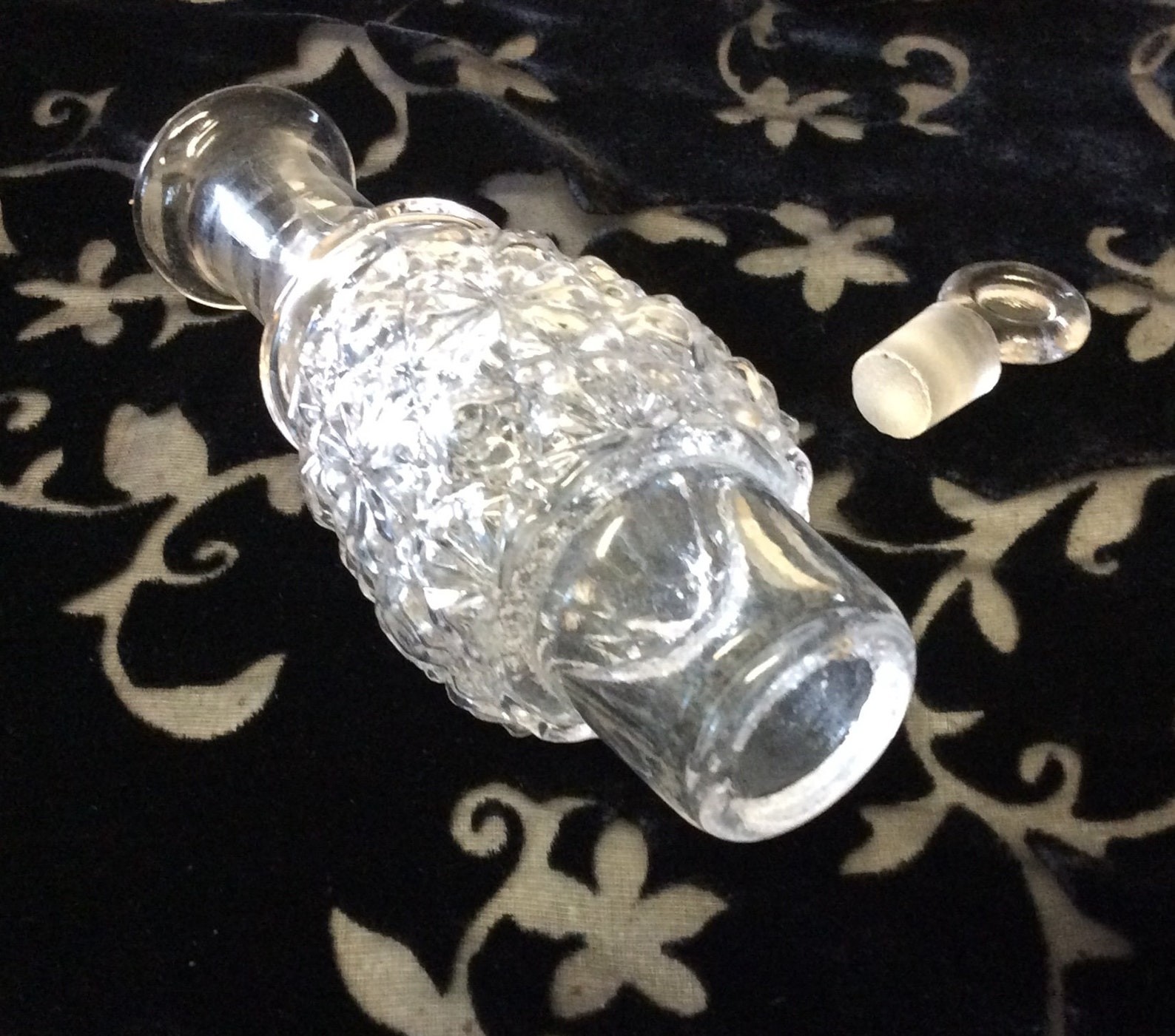 Pressed Glass Cruet and Condiment Set With Candle Holder, Vintage Cruet