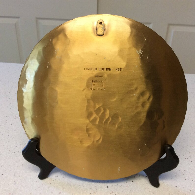 Bronze Plate Handmade by Natalie, Grove City, PA. 1980 Limited Edition