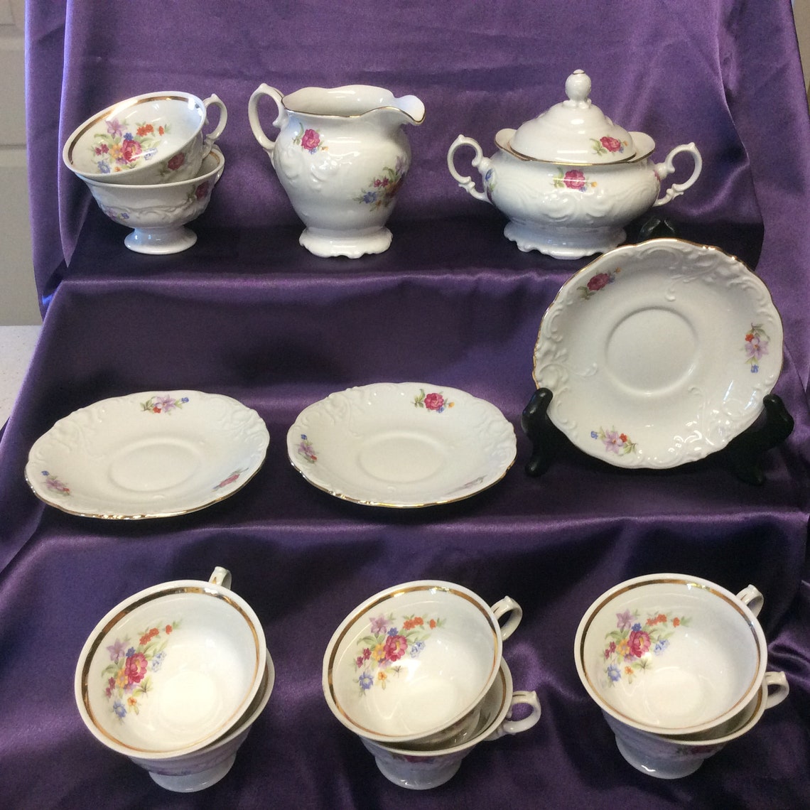 Walbrzych Floral Pattern China Made In Poland Vintage China Etsy