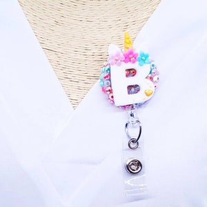 Unicorn Letter Badge Reel - Initial Badge Reel