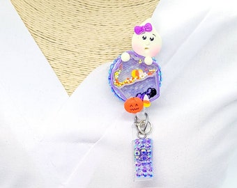 Halloween Ghost Shaker Badge Reel - Glow In The Dark Retractable ID Pull