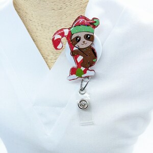 Christmas Sloth Nursing Badge Reel - Christmas ID Badge Reel
