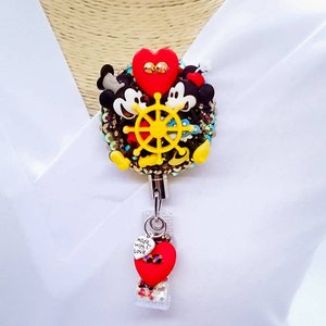 Steamboat Willie Badge Reel - Mickey and Minnie Mouse Badge Reel