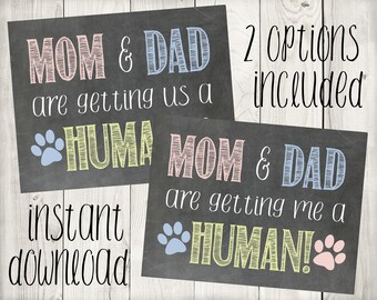 INSTANT DOWNLOAD Pregnancy Announcement | Baby Announcement | Dog | Mom & Dad Are Getting Us A Human | Mom And Dad Are Getting Me A Human