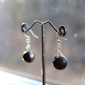 Wire Wrapped Glass Drop Earrings image 2