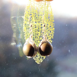 Wire Wrapped Glass Drop Earrings image 3