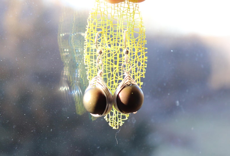 Wire Wrapped Glass Drop Earrings image 3