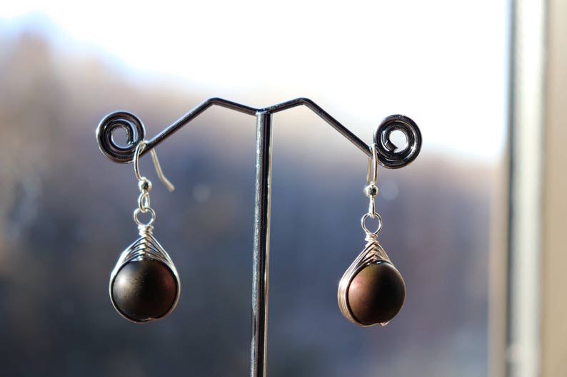 Wire Wrapped Glass Drop Earrings image 4