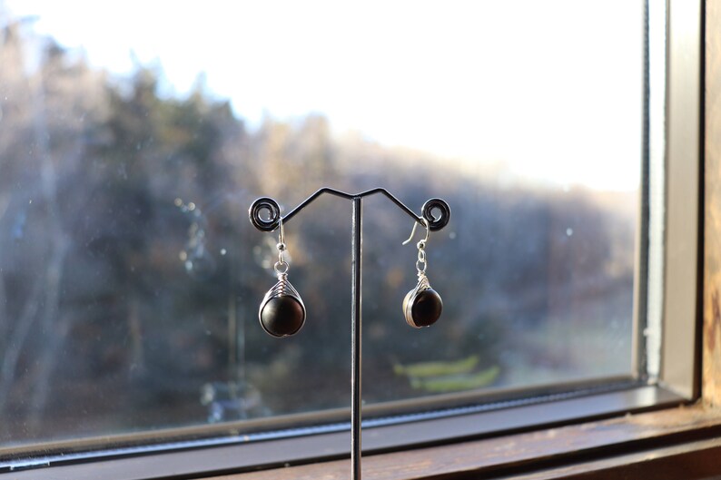 Wire Wrapped Glass Drop Earrings image 6