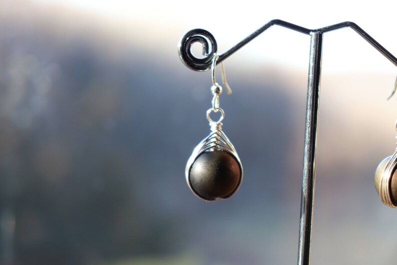 Wire Wrapped Glass Drop Earrings image 5