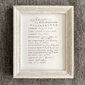Parks and Rec Tom Haverford Nicknames Print- Parks and Recreation Leslie Knope Ron Swanson Ann Perkins TV Show Print Parks and Rec Quotes