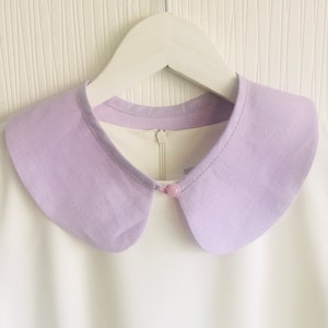 Afneembare violette kraag, paarse linnen kraag, pastel violet linnen Peter pan kraag, zeer peri vrouw kraag, jurk kraag, ronde linnen kraag
