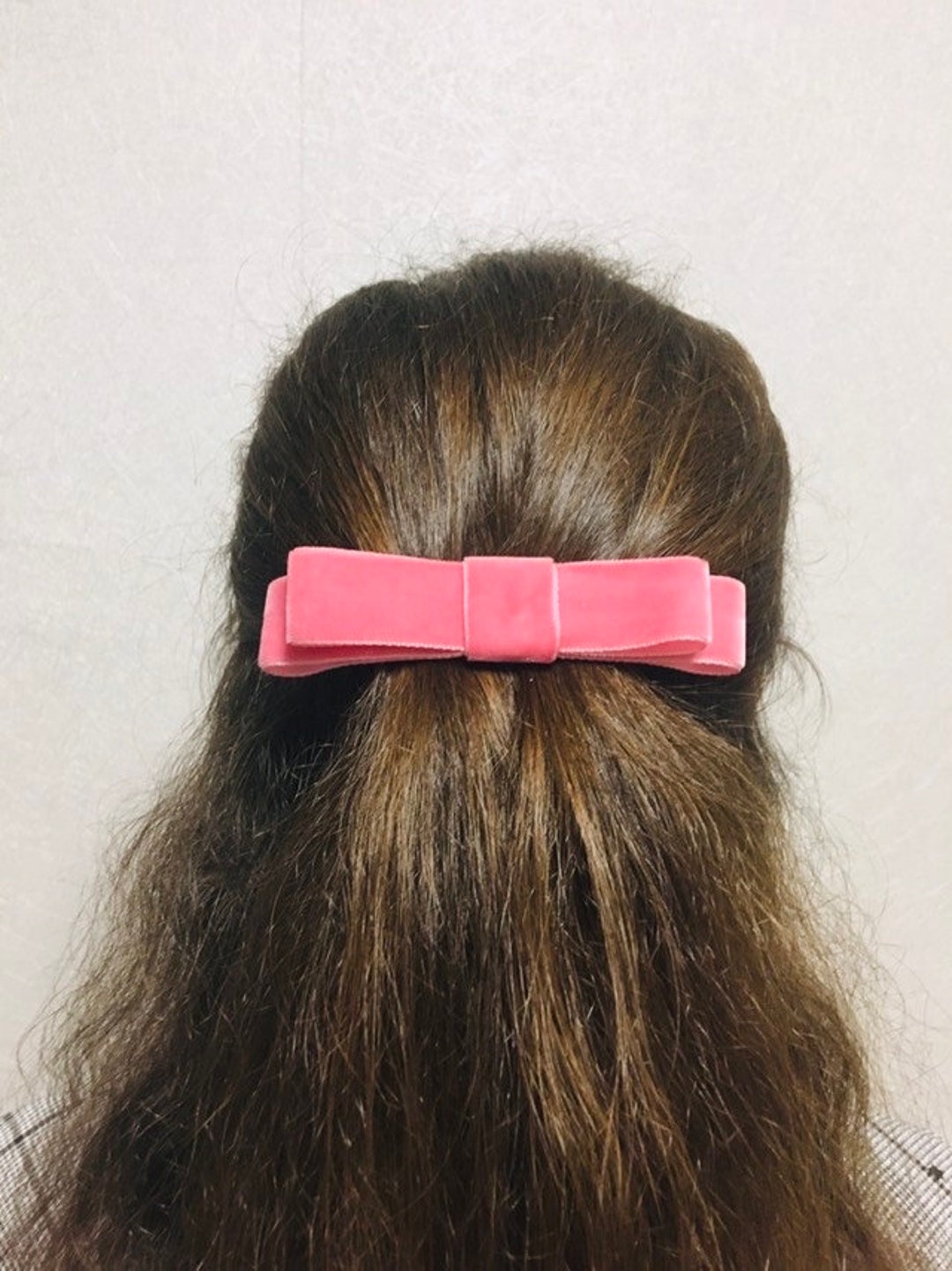 Rose Pink Velvet Ribbon, Bow Hair Clip, Classic Rose Pink Velvet Hair Bow, Elegant Rose Pink