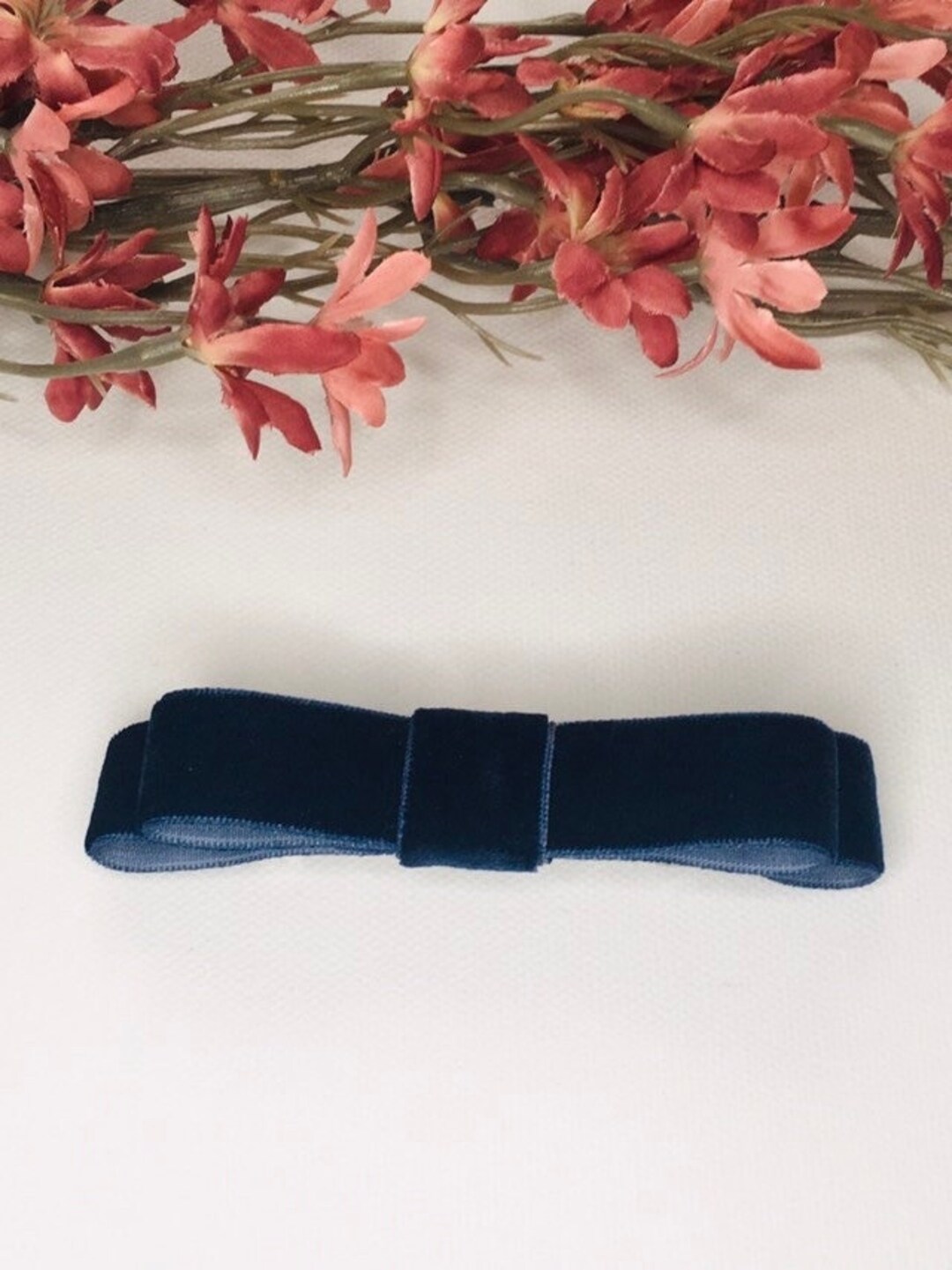 Velvet Blue Hair Ribbon Velvet Navy Blue Hair Clip Navy Blue Etsy