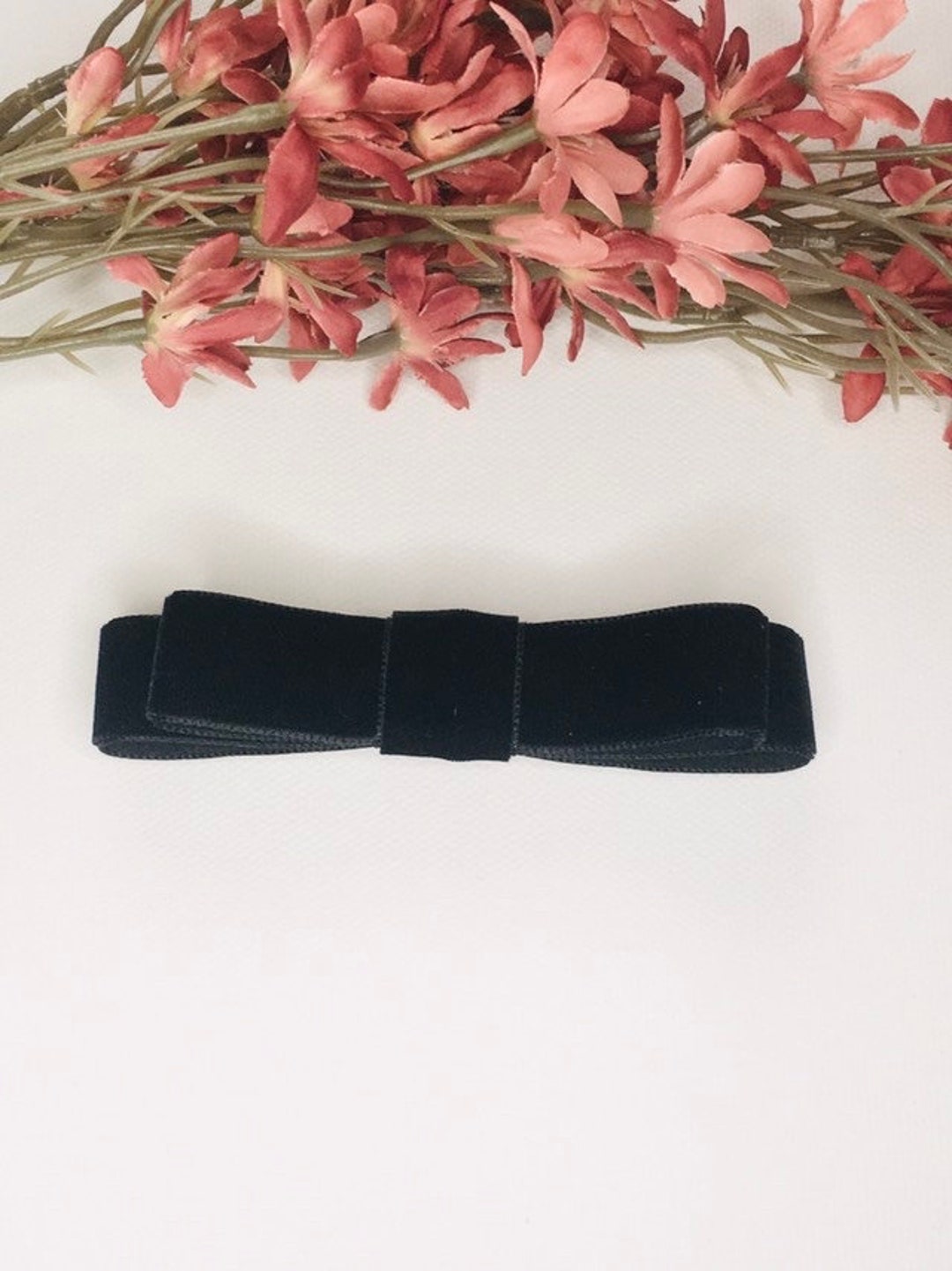 Velvet Black Hair Ribbon, Velvet Black Hair Clip, Black Hair Bow Clip ...
