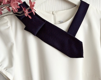 Necktie necklace, silk necktie scarf, upcycled tie necklace, dotted upcycled ties, silk necktie collar, silk necklace, recycle silk necktie