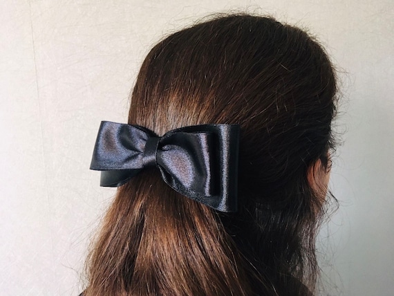 Black Ribbon Bow Hair, Black Ribbon Hair Clip, Black Clip  display picture 2