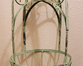 Rustic Hanging PLANTER Basket Antique Victorian Style Garden Plant Hanger Green
