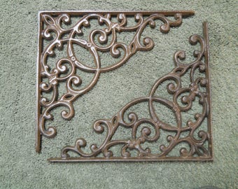 4 Cast Iron Antique Style HUGE CROSS Brackets Garden Braces Shelf Bracket HD