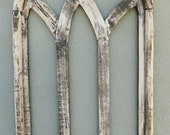 Wooden Antique Style Church WINDOW Frame Primitive Wood Gothic 32 1 4 quot Shabby