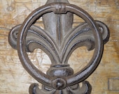 Cast Iron Antique Style FLEUR DE LIS Door Knocker Brown Finish