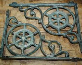 6 Cast Iron NAUTICAL SHIPSWHEEL Brackets Garden Brace Shelf Bracket PIRATES Ship