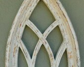 Wooden Antique Style Church WINDOW Frame Primitive Wood Gothic 17 1 2 quot Shabby