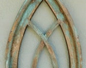 Wooden Antique Style Church WINDOW Frame Primitive Wood Gothic 17 1 2 quot Green