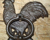 Cast Iron Antique Style Rustic ROOSTER Door Knocker Brown Finish CHICKEN Farm Man Cave