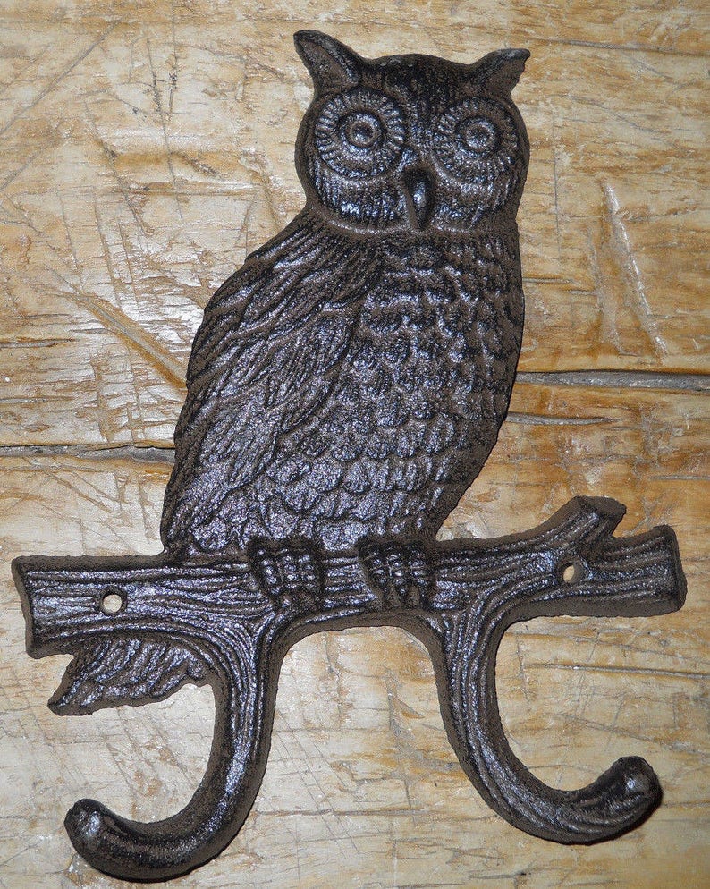 Hooks Brackets Curtain Rods Cast Iron Antique Style Hoot Owl