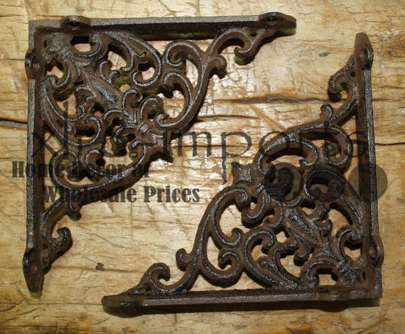 LARGE VICTORIAN VINE SHELF BRACKET BRACE Rustic Antique Brown Cast Iron Corbel