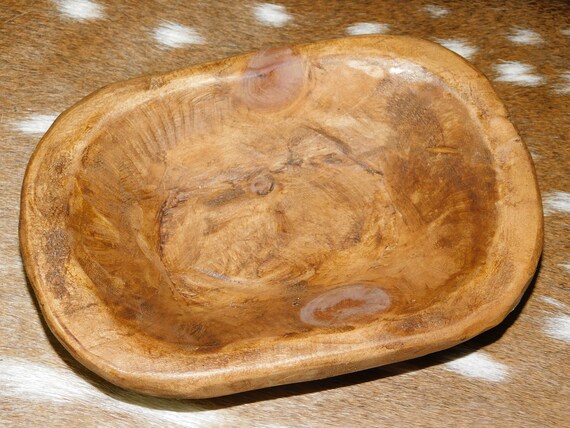 * Carved Wooden Dough Bowl Primitive Wood Trencher Tray Rustic Home Decor 8-10/"