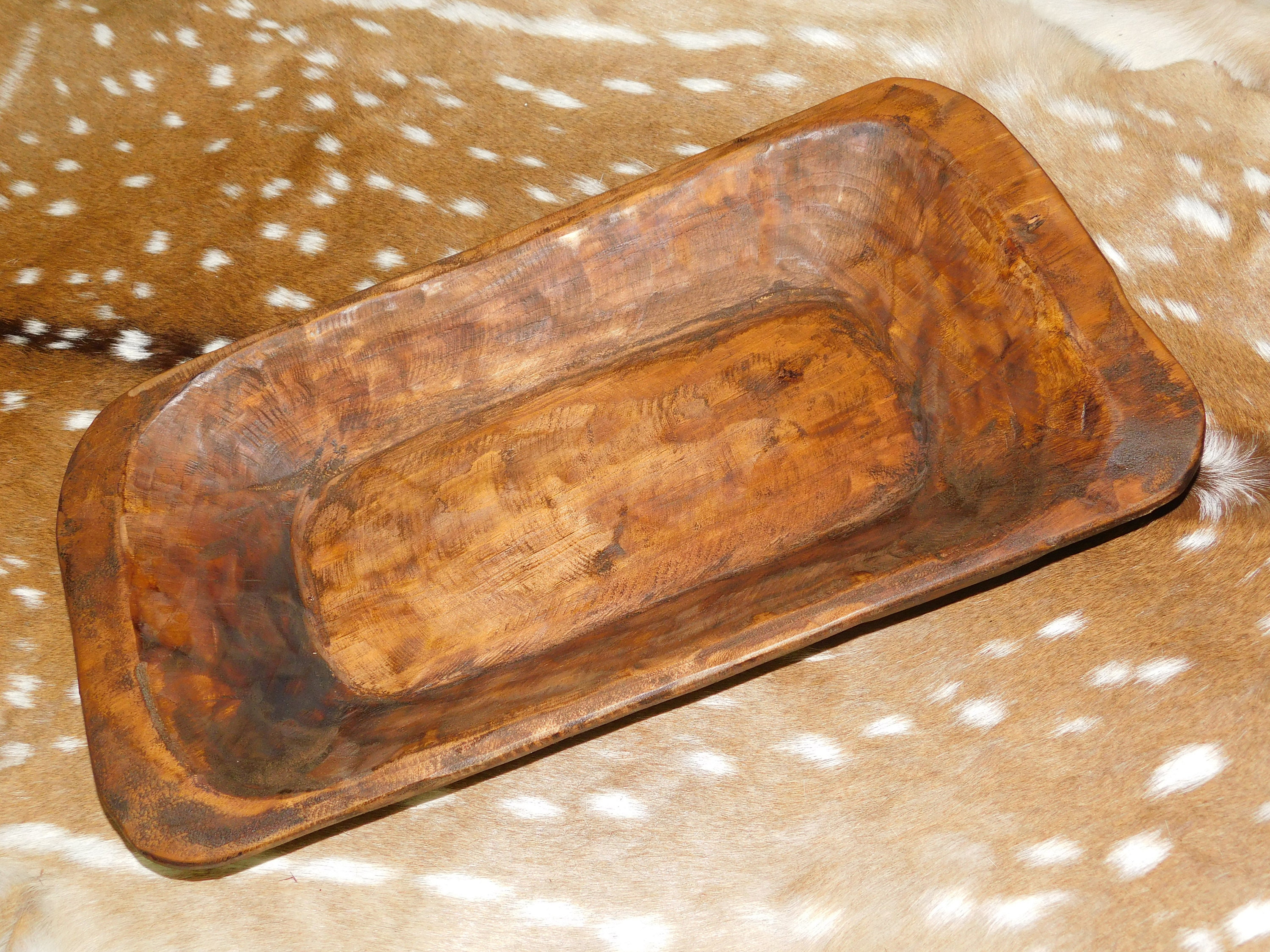 * Carved Wooden Dough Bowl Primitive Wood Trencher Tray Rustic Home Decor 8-10/"