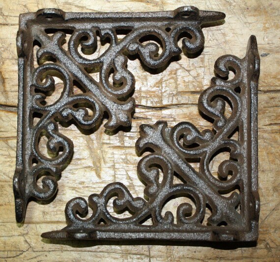 5 LARGE HD Cast Iron Antique Style CABLE Brackets Garden Braces Shelf Bracket