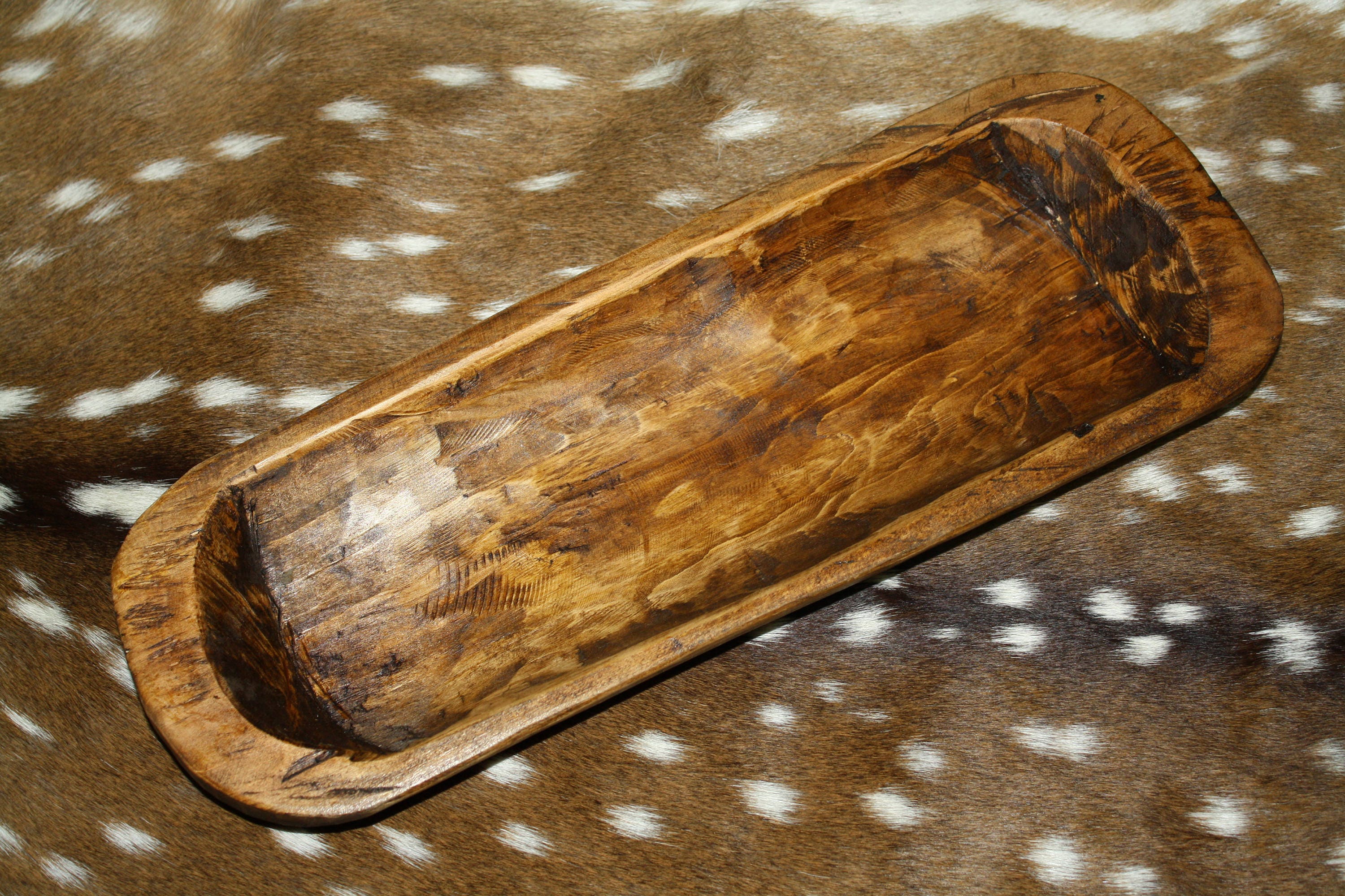 Carved Wooden Dough Bowl Primitive Wood tray Trencher Rustic Etsy