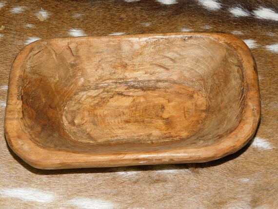 * Carved Wooden Dough Bowl Primitive Wood Trencher Tray Rustic Home Decor 8-10/"
