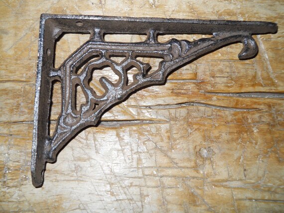 4 WHITE ANTIQUE-STYLE 5.5/" SHELF BRACKETS CAST IRON garden rustic fleur ARROW