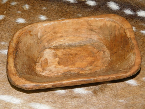 * Carved Wooden Dough Bowl Primitive Wood Trencher Tray Rustic Home Decor 8-10/"