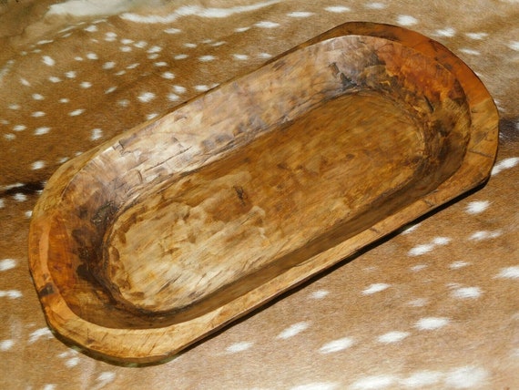 *Carved Wooden Dough Bowl Primitive Wood Trencher Tray Rustic Home Decor 22 inch