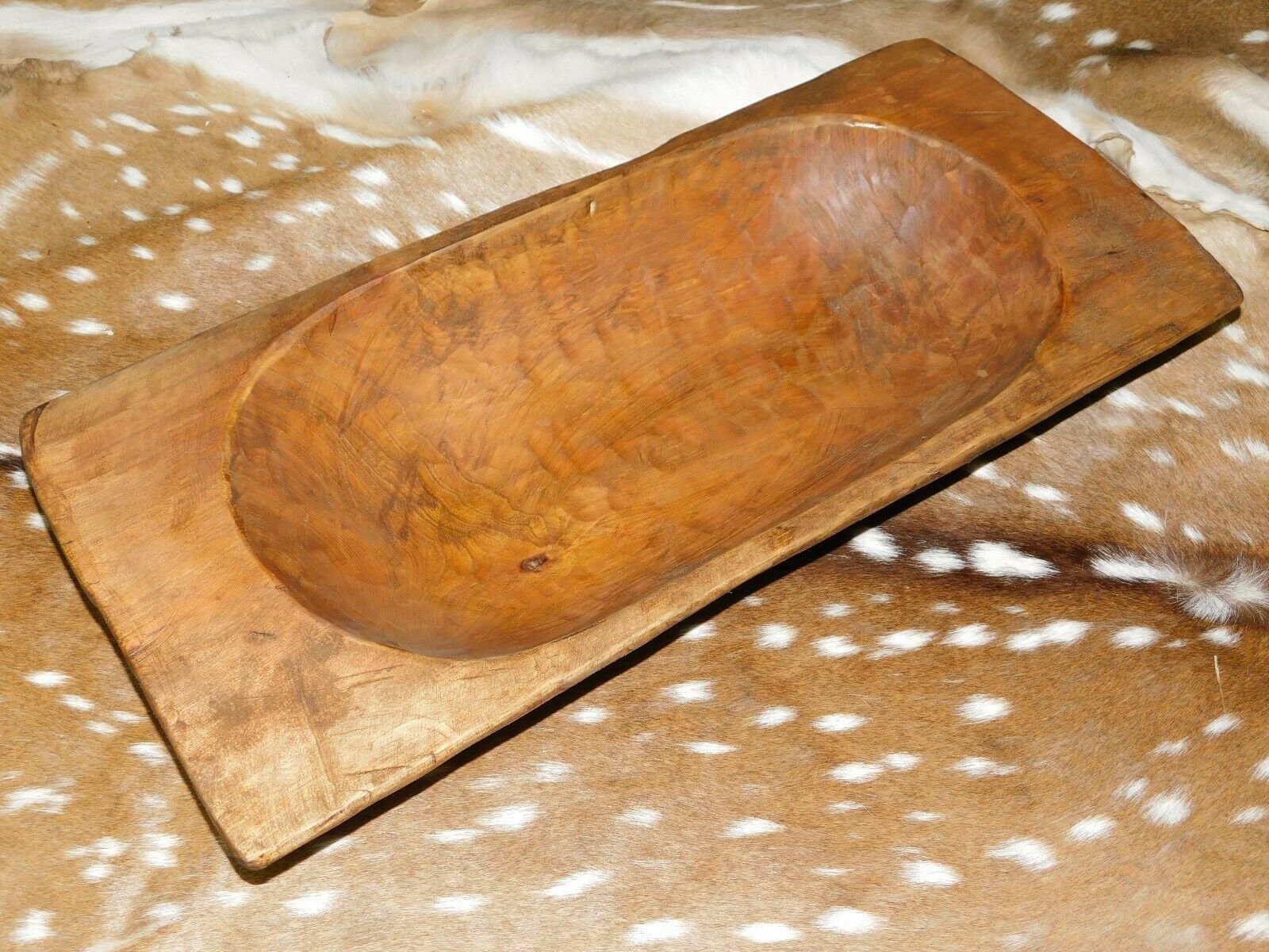 Carved Wooden Dough Bowl Primitive Wood Trencher Tray Rustic Etsy